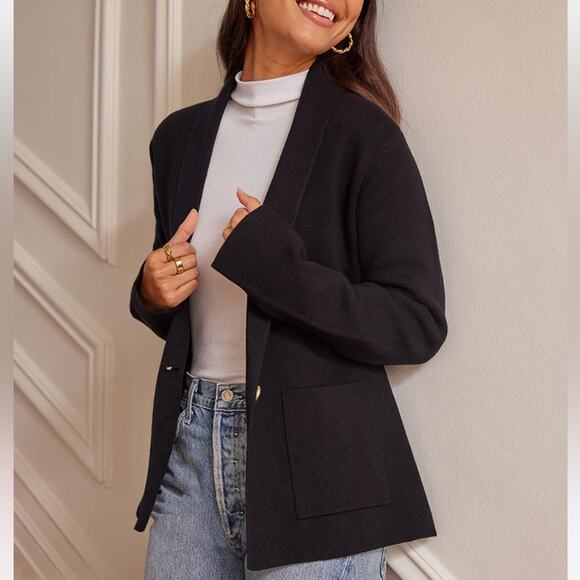 NWT Summersalt Shawl Collar Sweater Blazer in Black - Size 2X - Picture 2 of 9